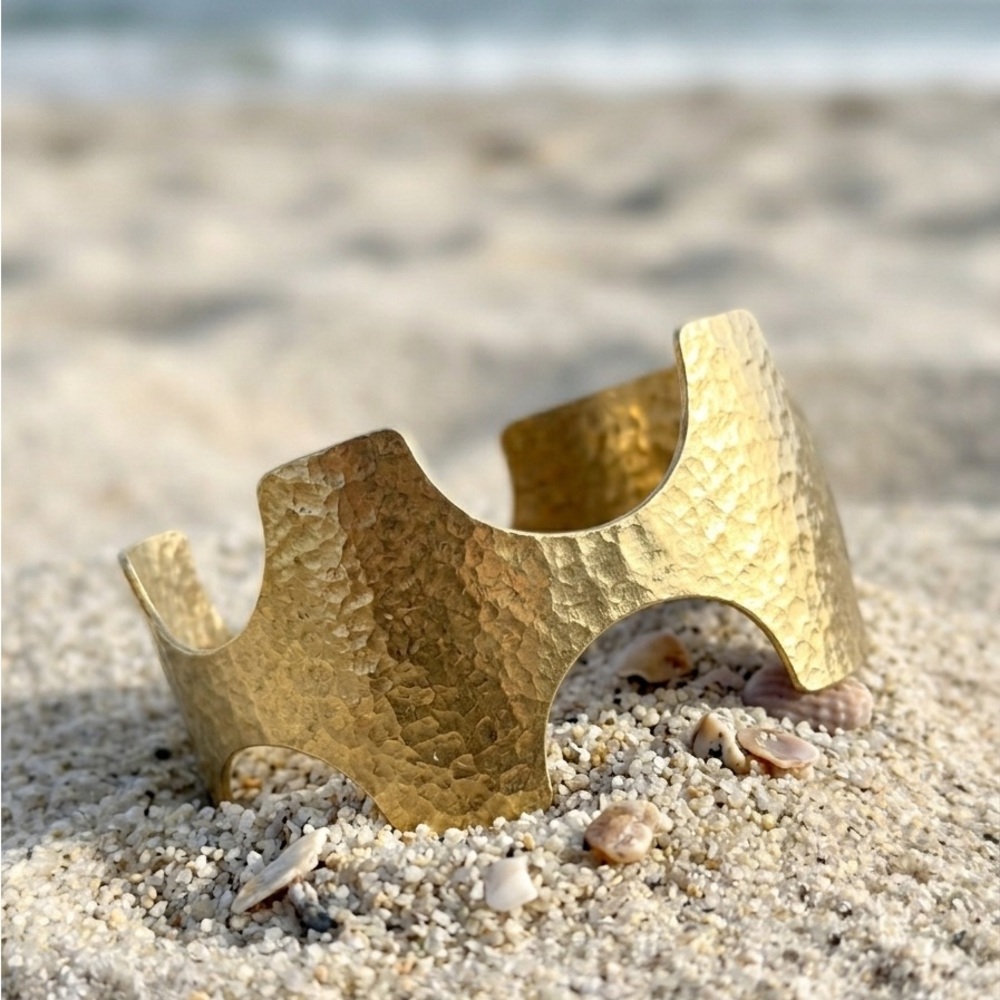 Gold Hammered Cuff Bracelet